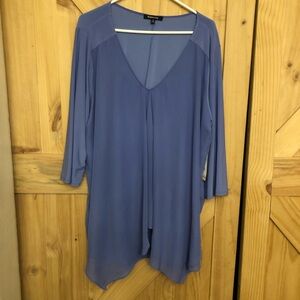 Relativity Periwinkle V-Neck Tunic Top Layered Front Plus Size 2 X NEW